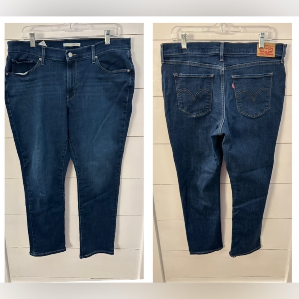 LEVIS Woman Blue classic straight casual athleisure mid-rise denim jean 32